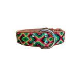 Collar delgado para perro talla M diseño Energía Traviesa en verde lima, fucsia y turquesa